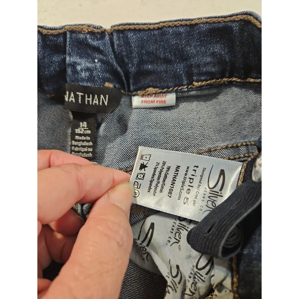 Silver Jeans Nathan Youth Boys 14 Jeans Slim Fit Adjustable Waist Denim (1896